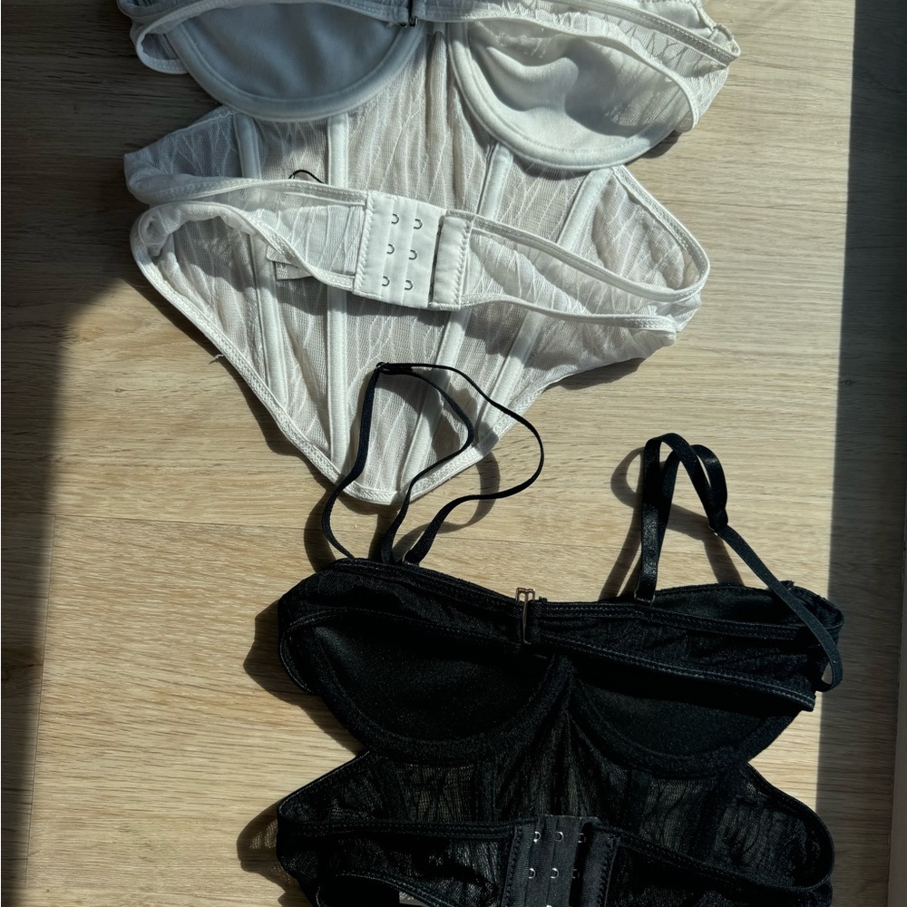 Black and White Sheer Bodysuits - Picture 2 of 2